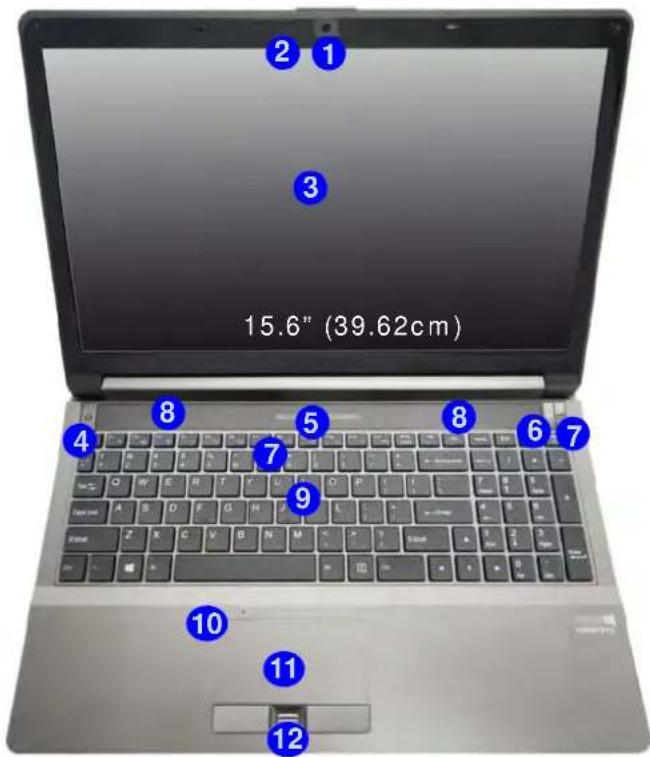 Nexoc G728II - System Map: Front View with LCD Panel Open (Model A) - 1