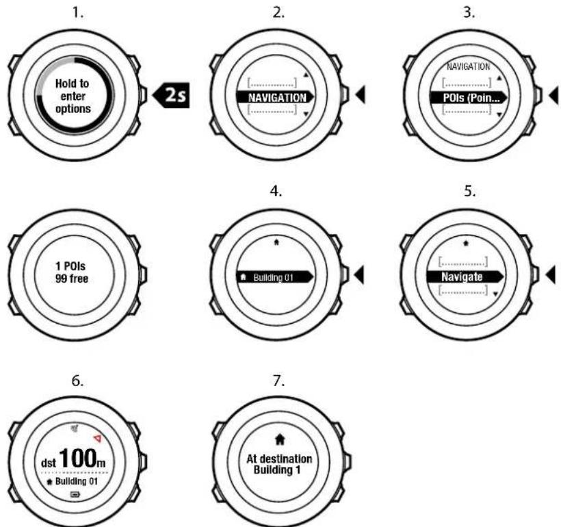 SUUNTO Ambit2 R - Navigation vers un point d'intérêt (POI) - 1