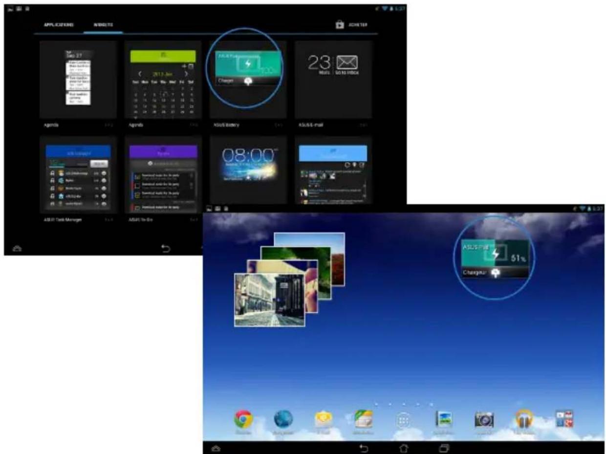 ASUS MeMO Pad FHD 10 ME302KL - Placer le widget ASUS Battery sur l'écran d'accueil - 1