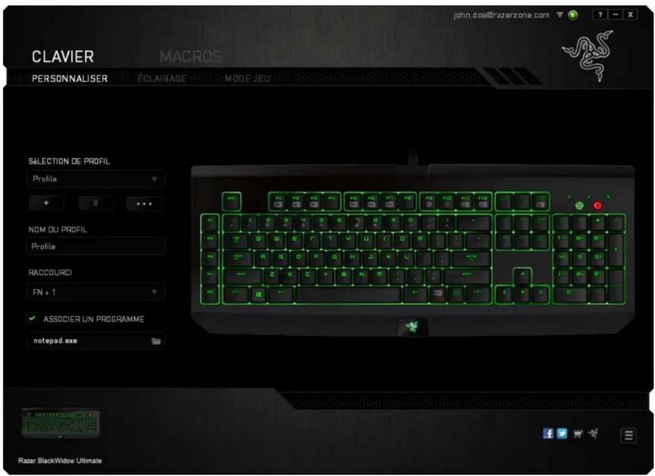 RAZER BlackWidow Ultimate - Onglet Personaliser - 1