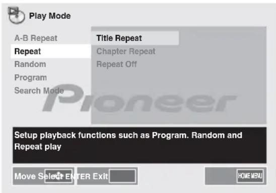 PIONEER XCM52BTW - Gebruik ↑/↓ om herhalen van de titel te selecteren. - 1