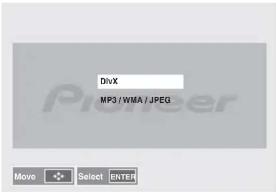 PIONEER XCM52BTW - Utilisez les touches ↑/↓ pour sélectionnner DivX ou MP3/WMA/JPEG. - 1