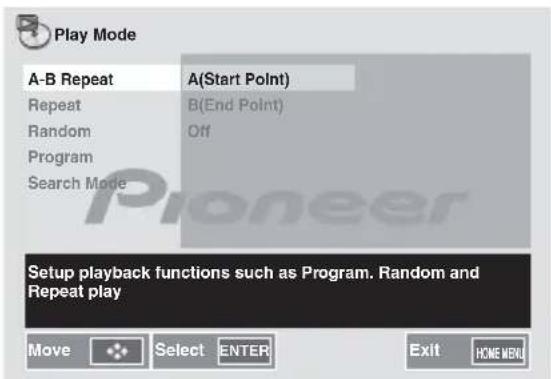 PIONEER XCM52BTW - U to select the A (Start Point). - 1