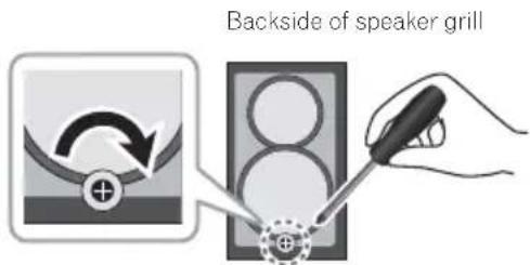PIONEER XCM52BTW - Rotate the screws on the backside of the grill in a clockwise direction using a plus driver. - 1