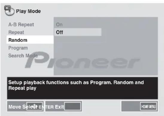 PIONEER XCM52BTW - U / to select the Random Off. - 1