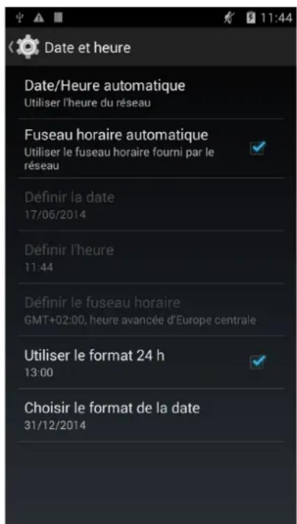 bq Aquaris E6 - Date et heures - 1