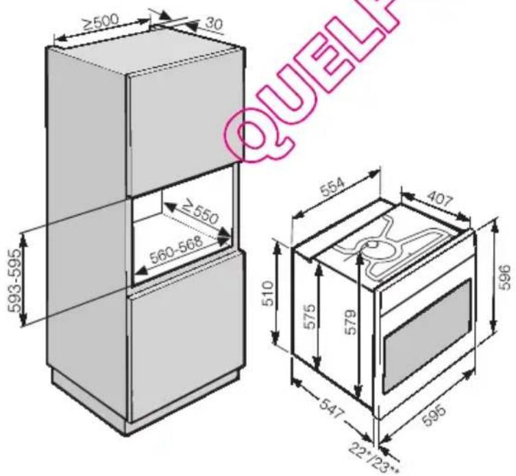 MIELE H 5247 BP - Dimensions de l'appareil et niche - 2