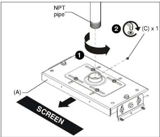 Chief VCM35B - Installing VCM Mount to NPT Extension Column - 1