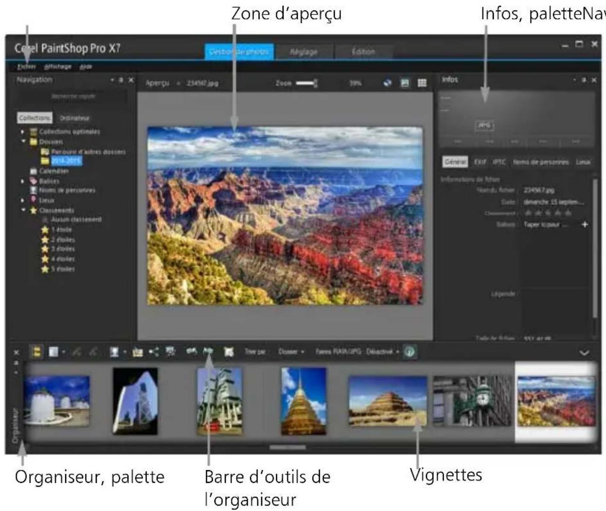 COREL PaintShop Pro X7 Ultimate - Espace de travail Gestion de photos - 1