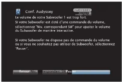 DENON AVRX4100W - ■ Message d'erreur concernant le niveau du subwoofer et modalités d'ajustement - 1
