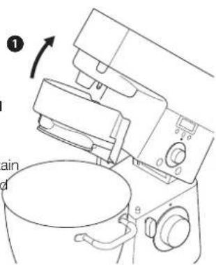 KENWOOD 0WKM080007 - The heat shield must be fitted during cooking operations otherwise the mixer will not operate and error code E:03 will be displayed. The heat shield is to protect the mixer head from steam produced during the cooking process. - 1