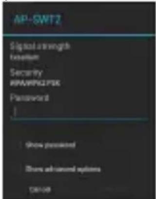 AP-SWIT2 Signal strength Aviation Security WARNING/PSK Password Show transmitted Show advanced options COM/08