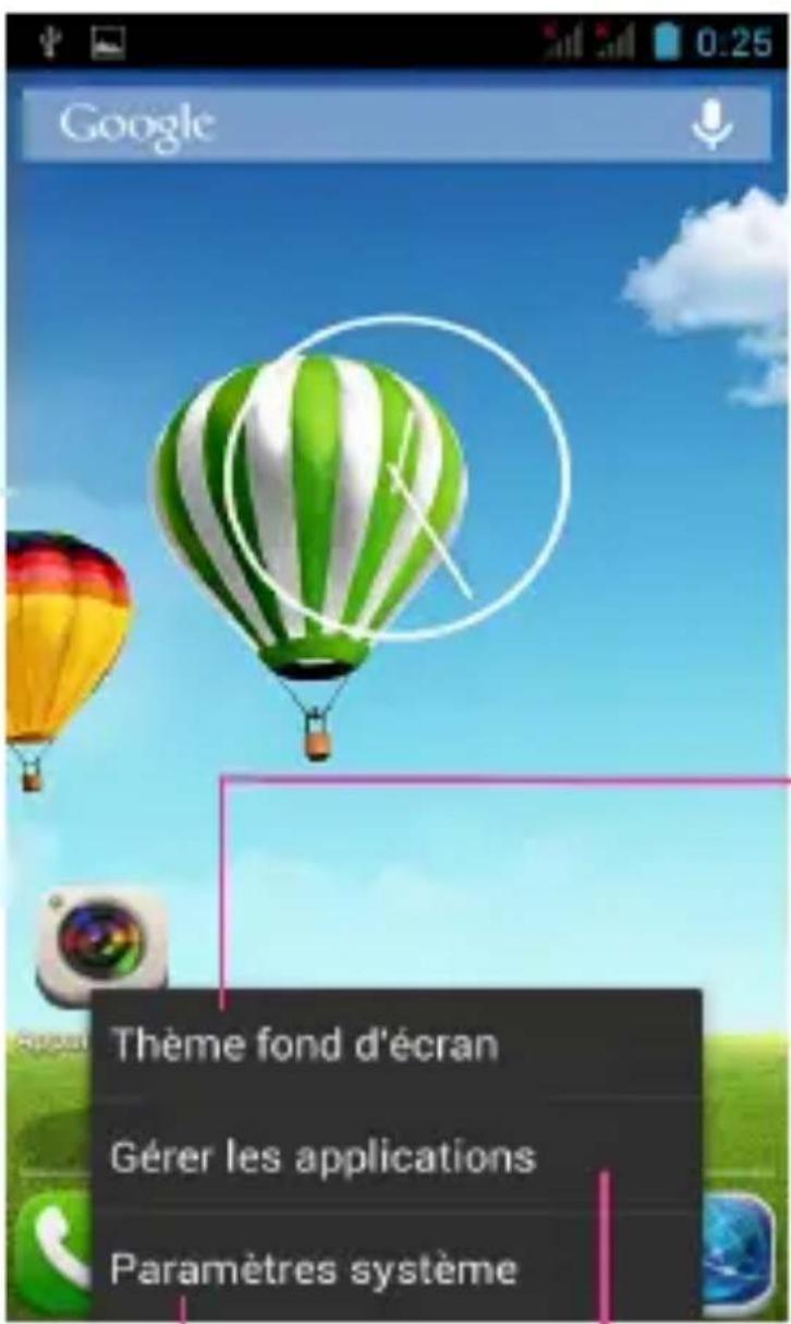 Google Thème fond d'écran Gérer les applications Paramètres système