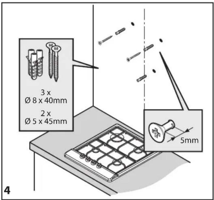 3 x Ø 8 x 40mm 2 x Ø 5 x 45mm 5mm 4