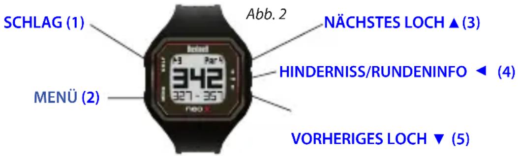 BUSHNELL Neo X - Tastenfunktionen im Golfspiel-Modus (Abb. 2) - 1