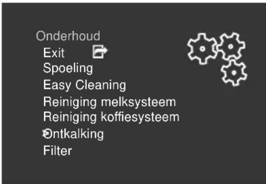 Onderhoud Exit Spoeling Easy Cleaning Reiniging melksysteem Reiniging koffiesysteem Ontkalking Filter