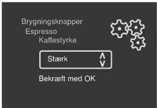 Brygningsknapper Espresso Kaffestyrke Stærk Bekræft med OK