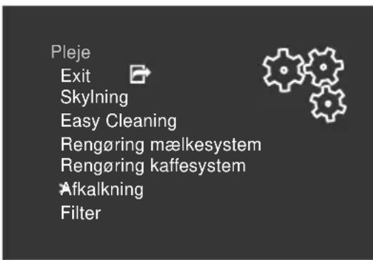 Pleje Exit Skylning Easy Cleaning Rengøring mælkesystem Rengøring kaffesystem Äfkalkning Filter