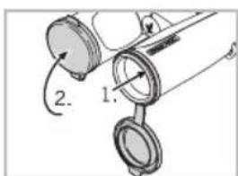 Swarovski SLC 8x42 W B - Instrucciones de montaje de la tapa de proteccion del objetivo - 1