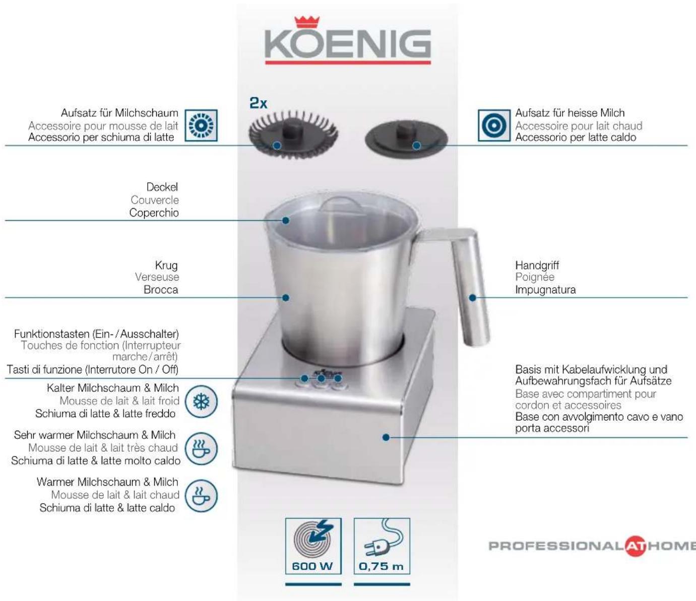 KOENIG Barista B02141 - Emulsionneur à lait Barista - 1