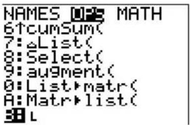 TEXAS INSTRUMENTS TI82 STATS - Entrée directe d'un nom de liste créé par l'utilisateur - 1