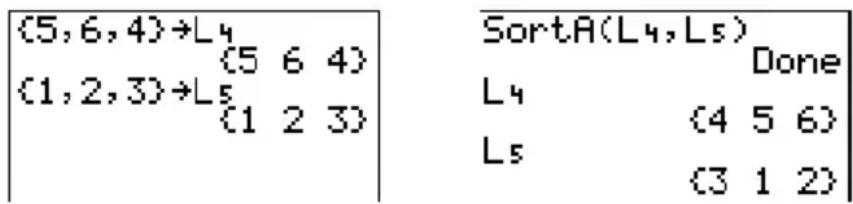 TEXAS INSTRUMENTS TI82 STATS - SortA( SortD( suite) - 1