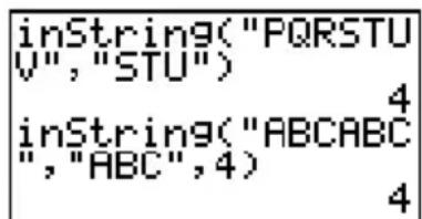 TEXAS INSTRUMENTS TI82 STATS - inString( - 1