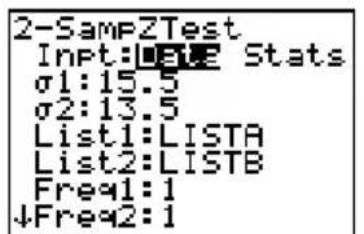 TEXAS INSTRUMENTS TI82 STATS - 2-SampZTest - 1