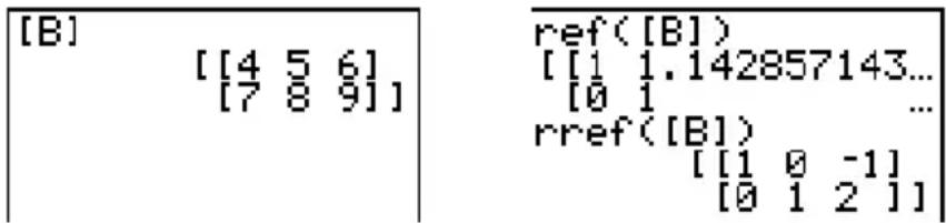 TEXAS INSTRUMENTS TI82 STATS - rref(matrice) - 1