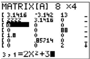 TEXAS INSTRUMENTS TI82 STATS - Edition d'un élément d'une matrice - 1