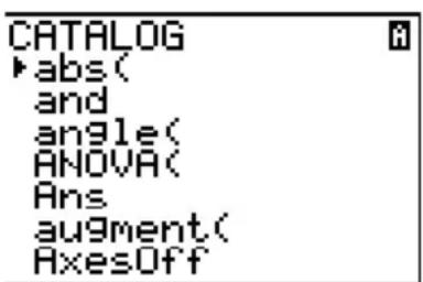 TEXAS INSTRUMENTS TI82 STATS - Sélection d'un élément du catalogue - 1