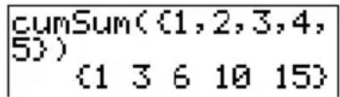 TEXAS INSTRUMENTS TI82 STATS - cumSum(liste) - 1