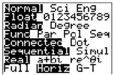 TEXAS INSTRUMENTS TI82 STATS - Choix du MODE écran partagé - 1