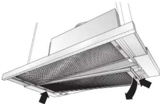 SIEMENS LI46930 - Removing and inserting the metal-mesh grease filters: - 1