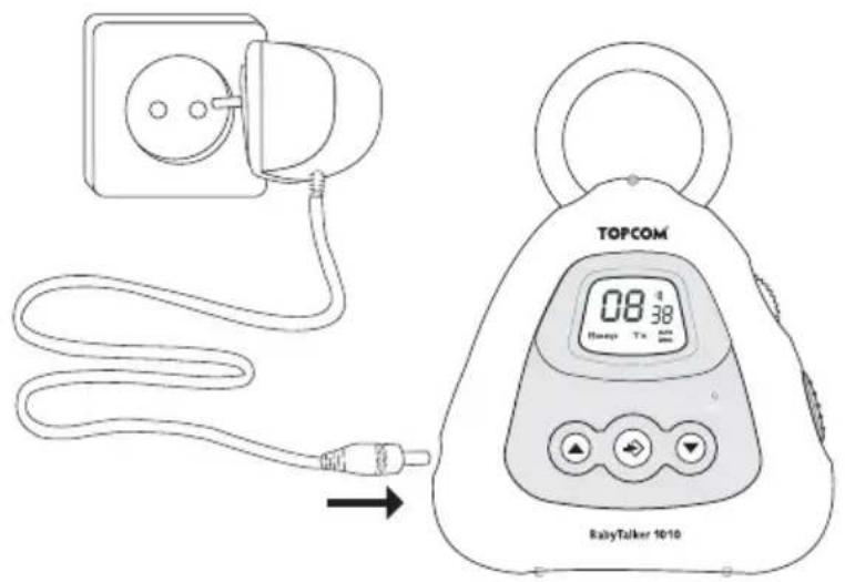 TOPCOM Babytalker 1010 - Utilização com o adaptador de potência - 1