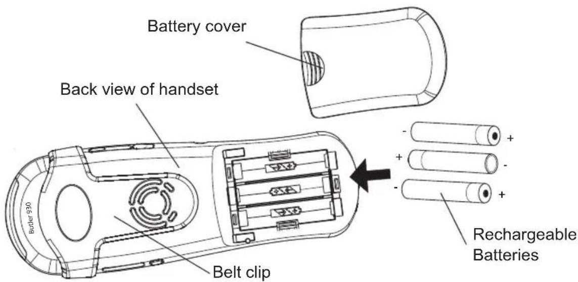 TOPCOM Butler 930 - Installing the batteries - 1