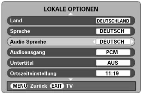 TOSHIBA 42C3035DG - Digitale Einstellungen – Audiosprachen, Audioausgang, Untertitel, TV-Einstellungen zurückstellen, allgemeine Schnittstelle - 3
