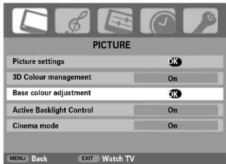 TOSHIBA 42C3035DG - Base colour adjustment - 1