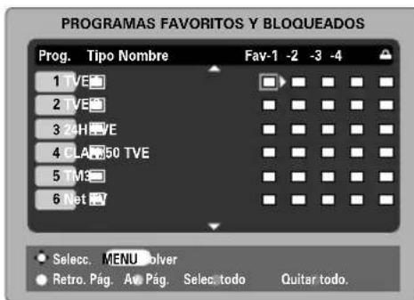 TOSHIBA 42C3035DG - Ajustes digitales continuación - programas favoritos, programas bloqueados, programas encryptados - 1