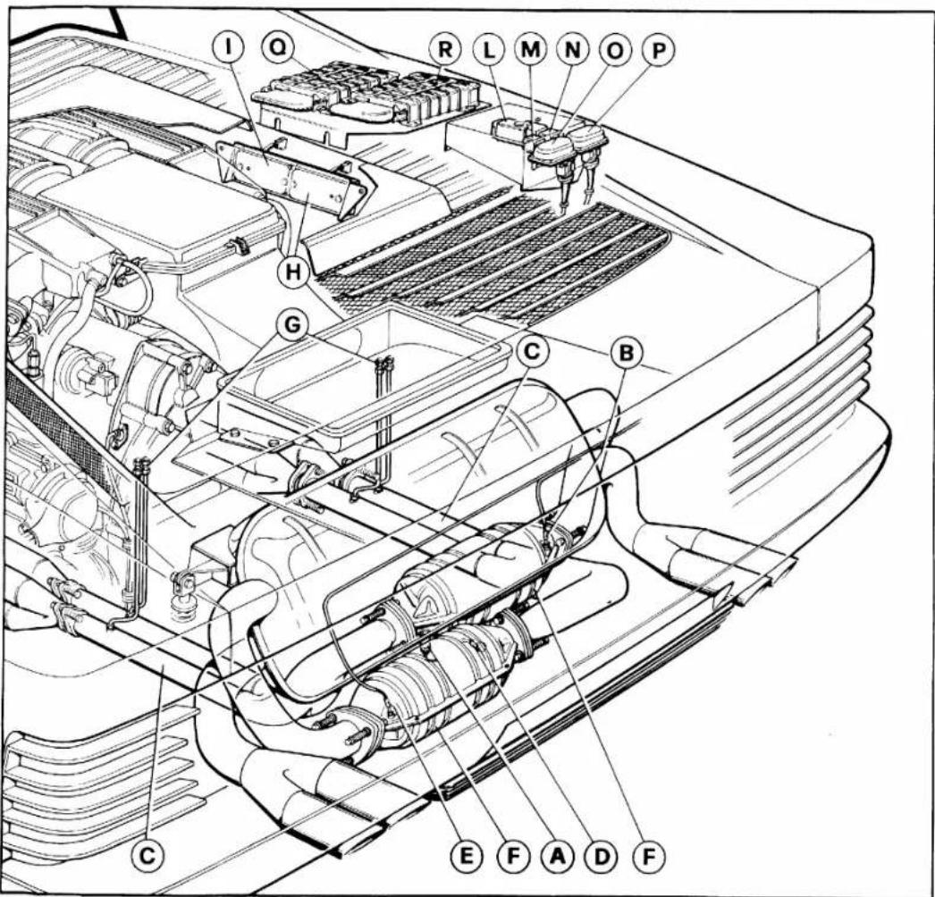 FERRARI Testarossa (1985) - ABGASANLAGE MIT DREIWEGKATALYSATOREN UNDLAMBDA-SONDE - 1