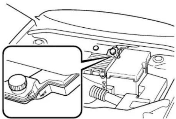 MAZDA 3 (2005) - Vérificationduniveaudeliquide defrein/embrayage - 1