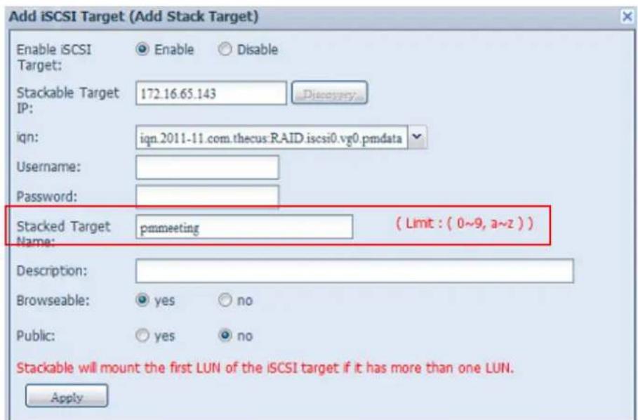 Thecus N4800Eco - Ajouter un volume cible empilable - 3