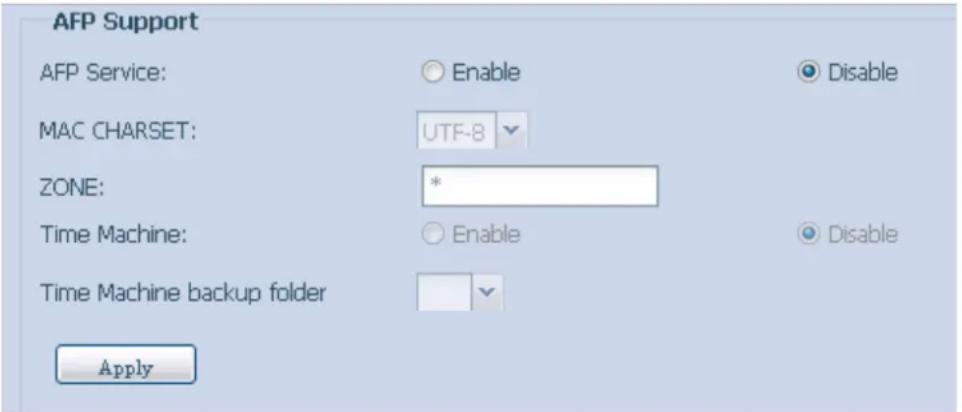 Thecus N4560 - AFP (Configuration du réseau Apple)3.6.2 - 1