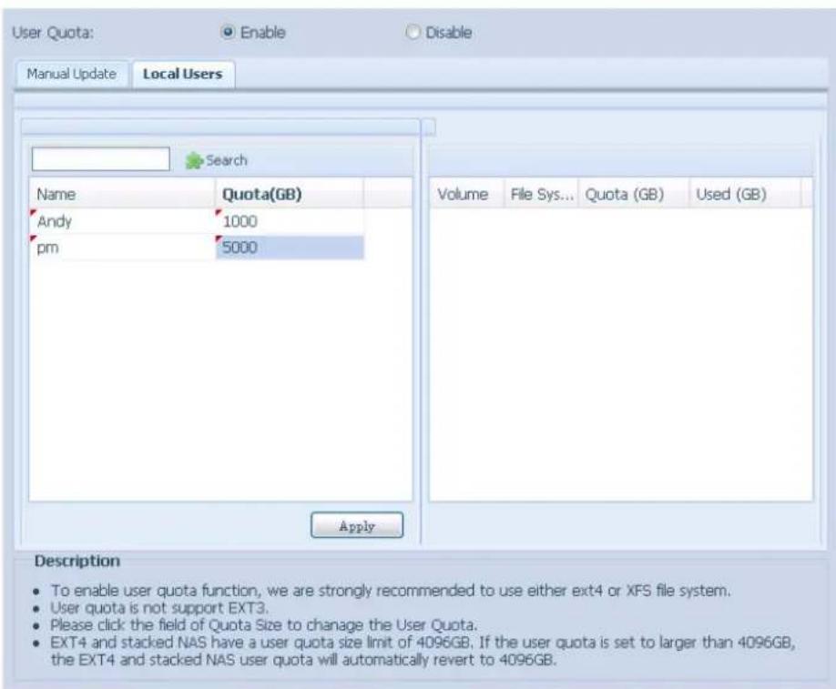 Thecus N4560 - Quota d'utilisateur3.5.6 - 2