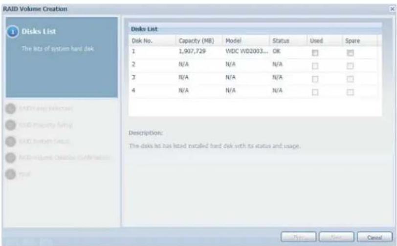 Thecus N4560 - - Créer un volume RAID - 1