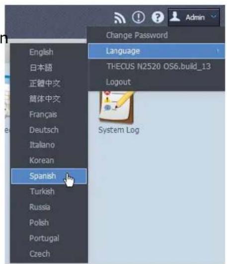 Thecus N4560 - Sélection de la langue3.2.6 - 1