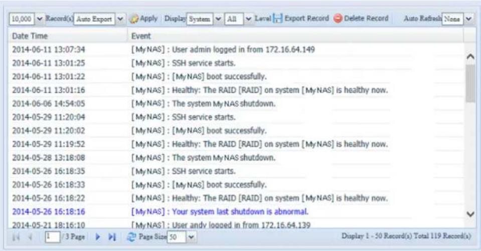 Thecus N4560 - Logs (Historique)3.3.4 - 1