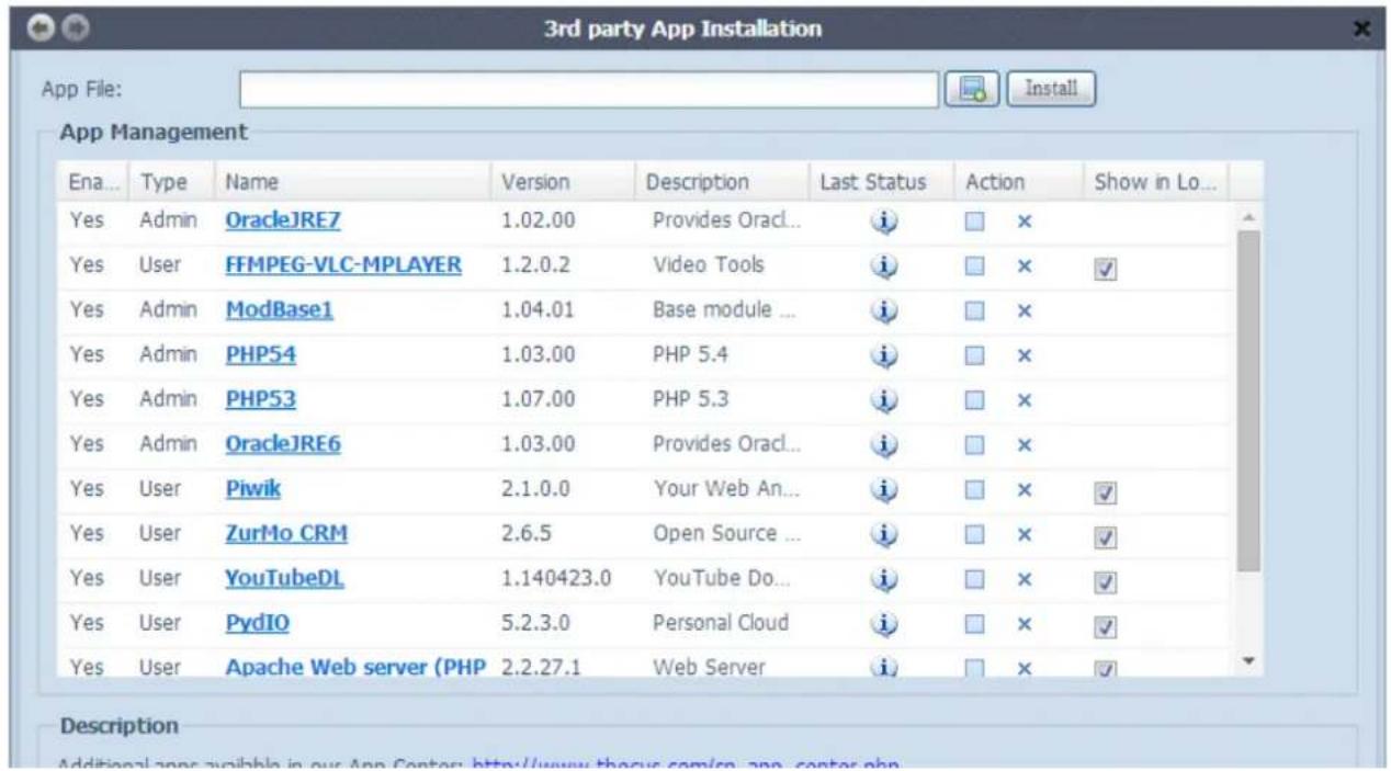 Thecus N2560 - Installation des applications tierces3.7.3 - 1