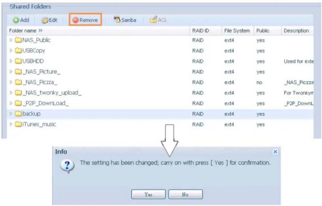 Thecus N2560 - Supprimer des dossiers• - 1