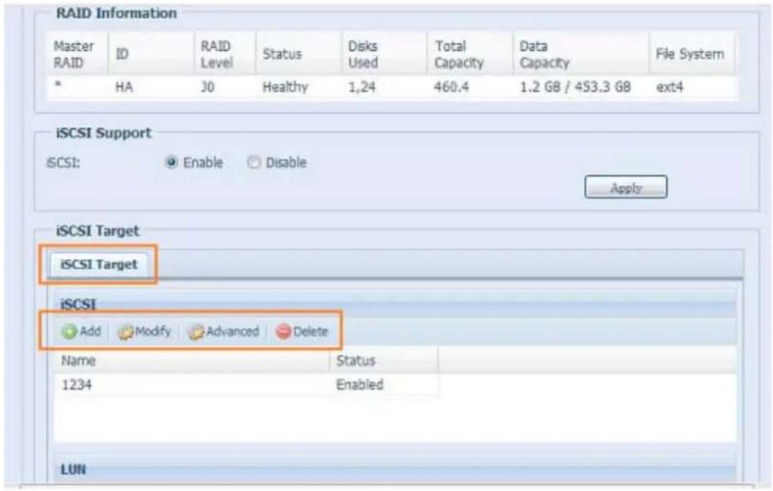 Thecus N2560 - Cible iSCSI• - 1